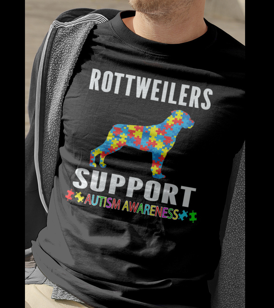 Rottweilers Support Autism Awareness Puzzle Piece T-Shirt