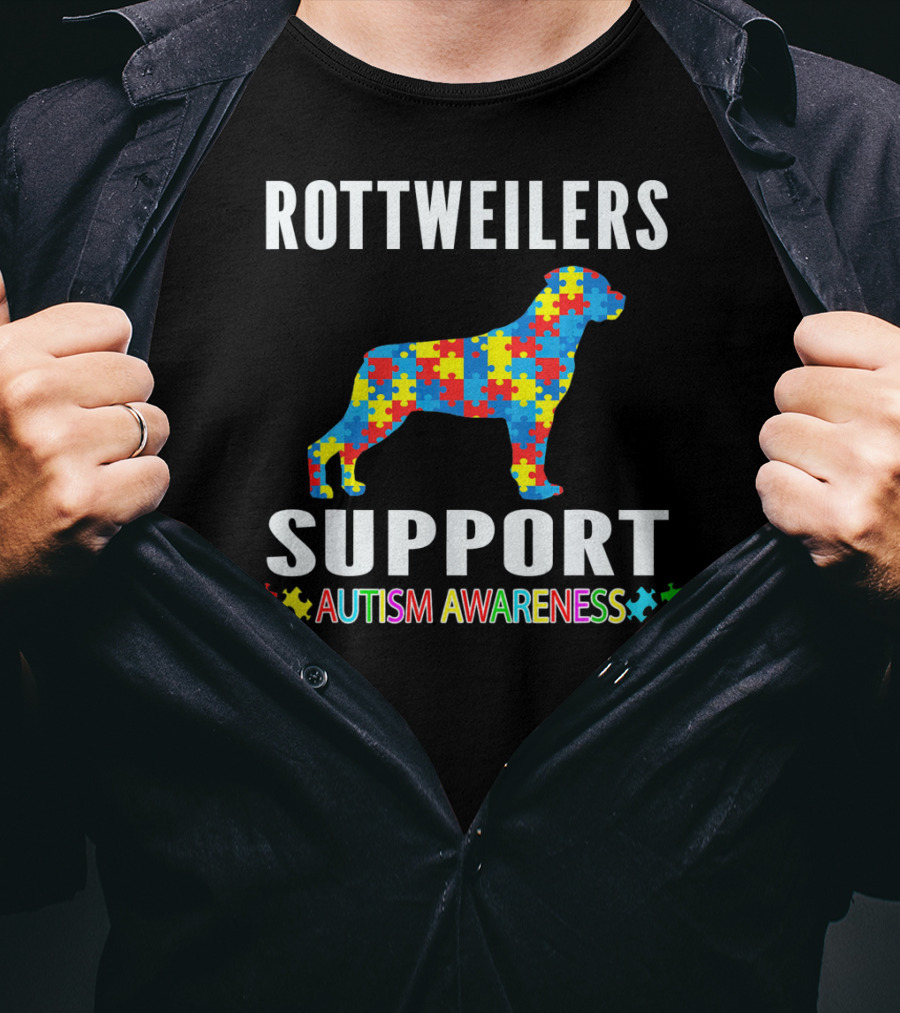 Rottweilers Support Autism Awareness Puzzle Piece T-Shirt