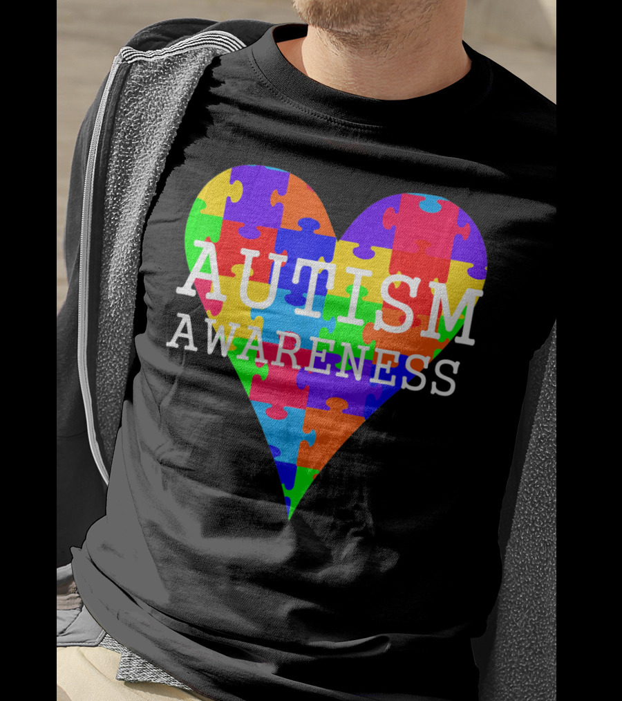 Autism Awareness Puzzle Heart Rainbow T-Shirt