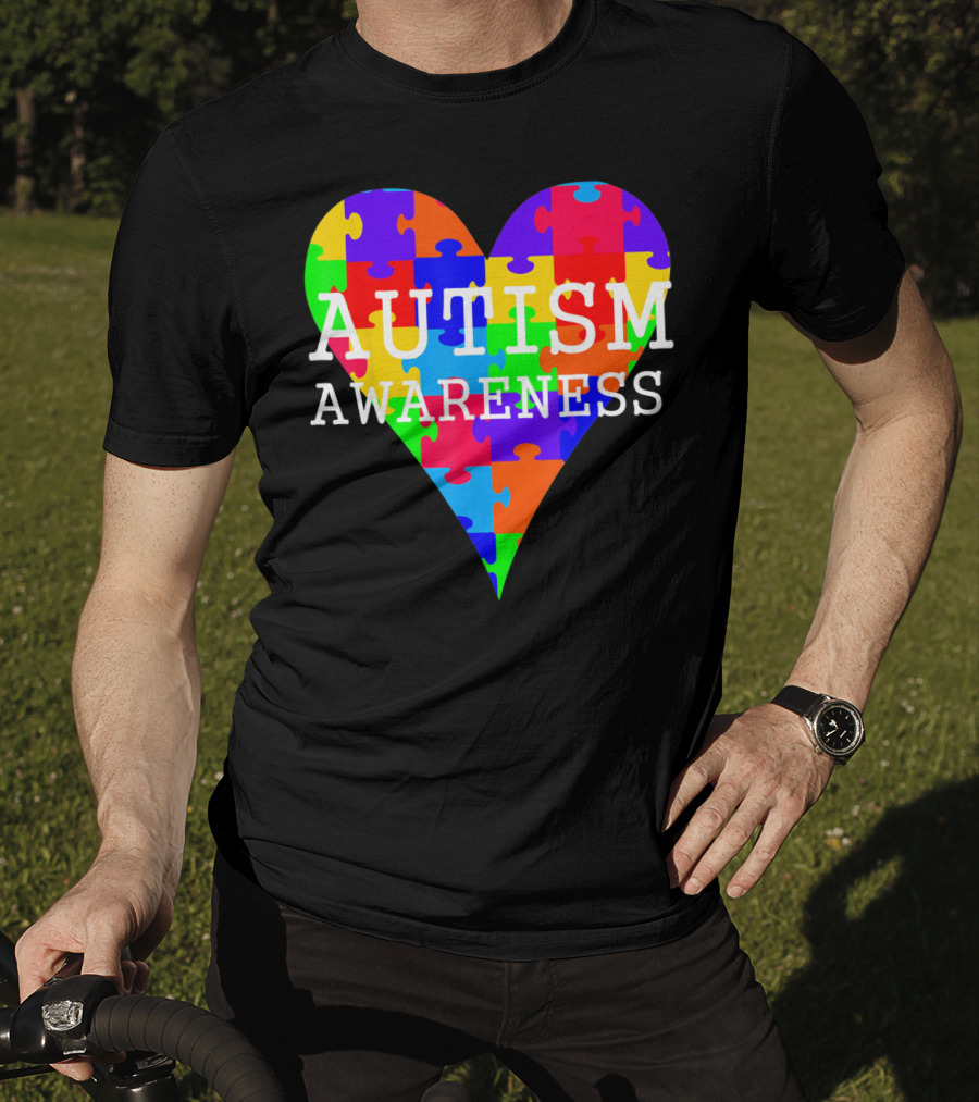 Autism Awareness Puzzle Heart Rainbow T-Shirt