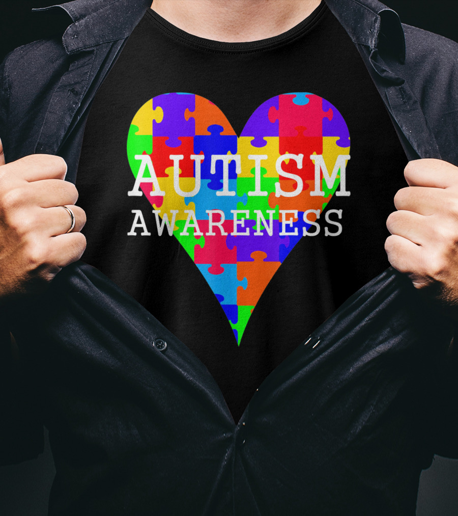 Autism Awareness Puzzle Heart Rainbow T-Shirt