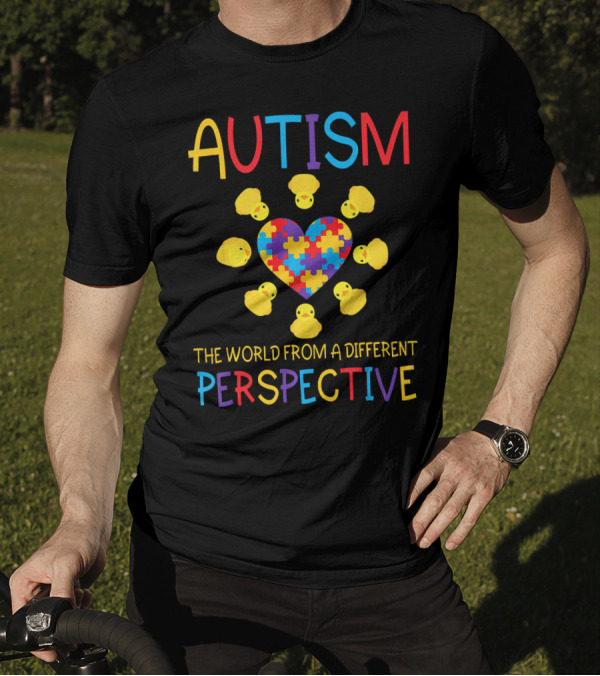 AUTISM The World From A Different Perspective Puzzle Heart And Ducks T-Shirt