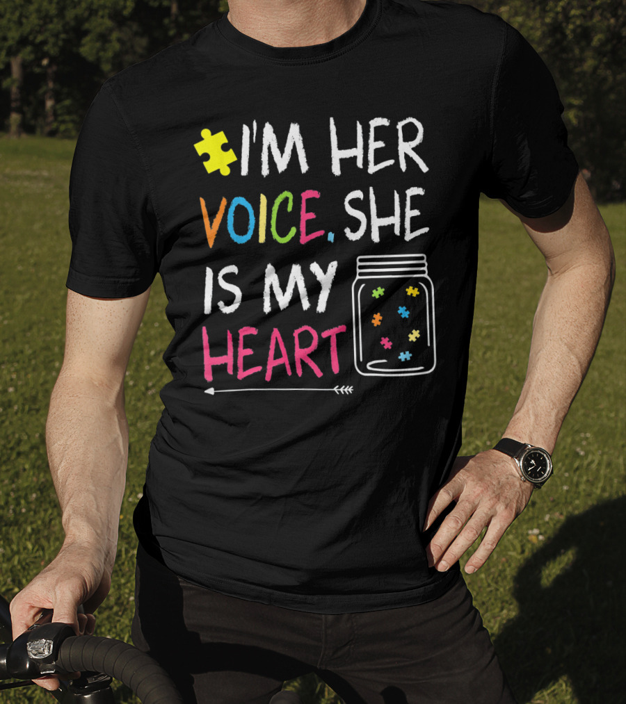 I'm Her Voice She Is My Heart Autism Puzzle Jar T-Shirt