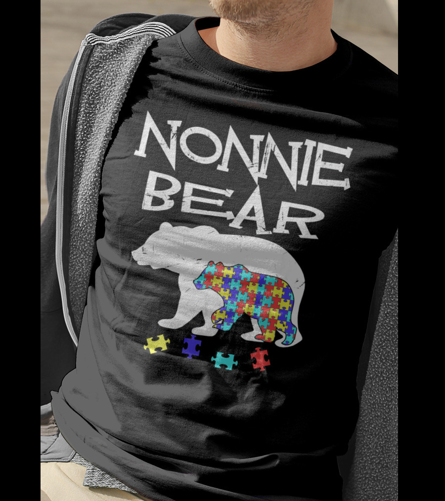 Nonnie Bear Autism Awareness Puzzle Bear T-Shirt
