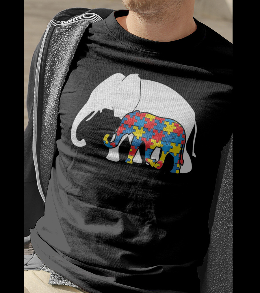 Autism Awareness Puzzle Elephant T-Shirt
