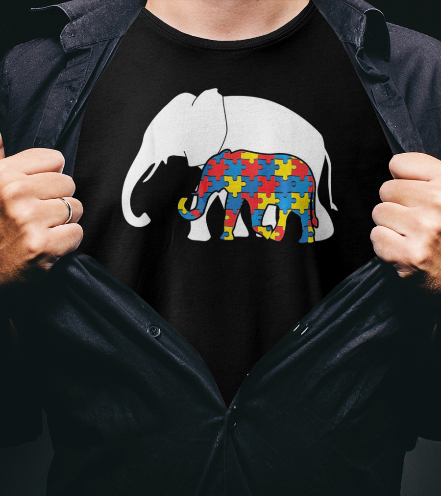 Autism Awareness Puzzle Elephant T-Shirt