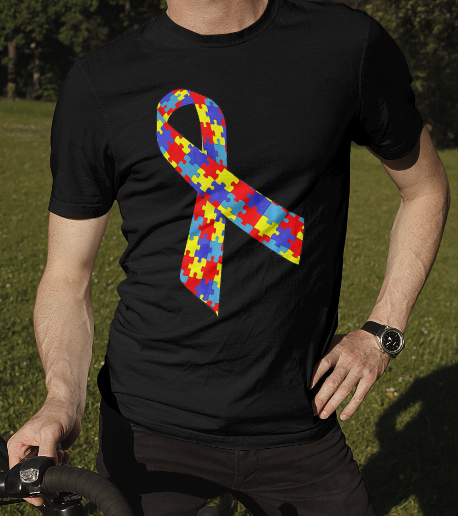Autism Awareness Puzzle Piece Ribbon Multicolor T-Shirt