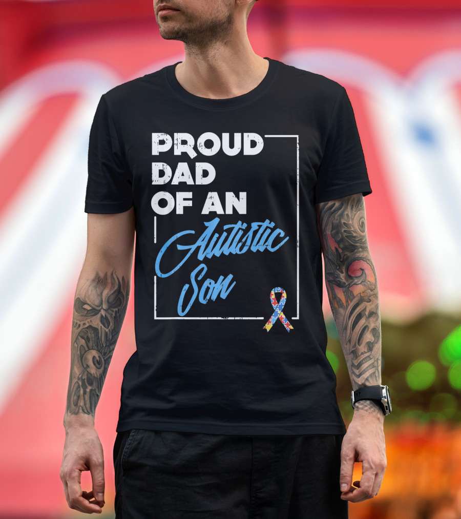 Proud Dad Of An Autistic Son Puzzle T-Shirt