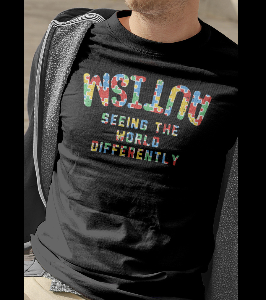 Autism Seeing The World Differently Puzzle Piece Awareness T-Shirt