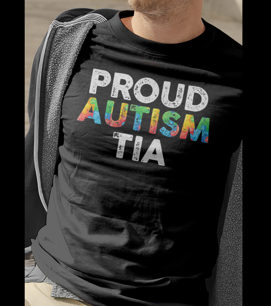 Proud Autism Tia Autism Awareness Colorful Puzzle T-Shirt