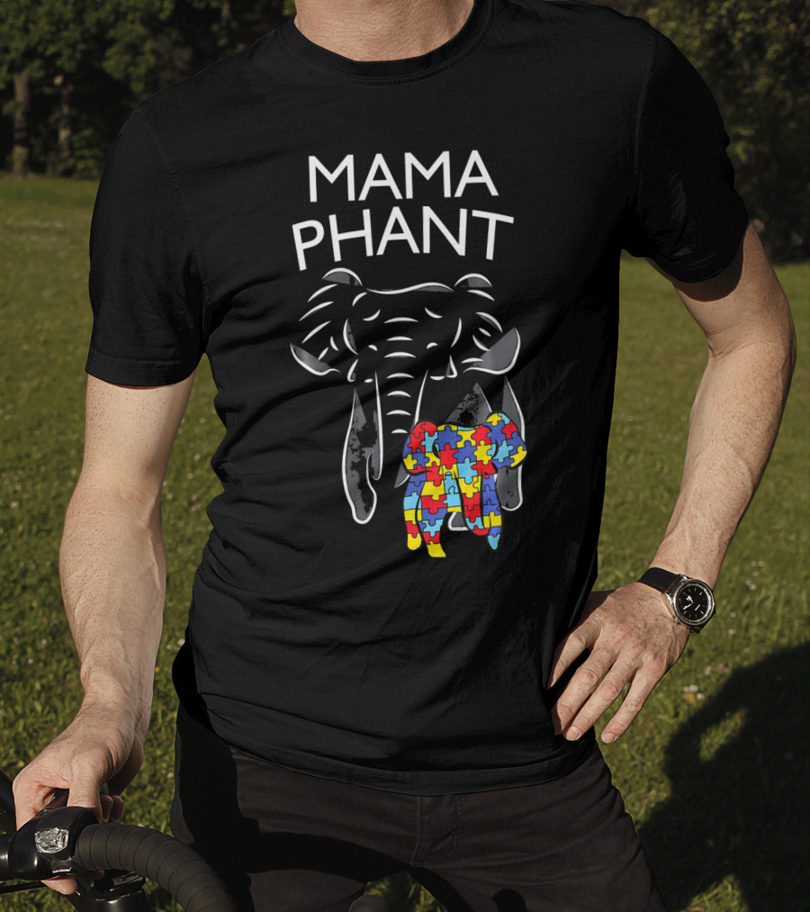 Mama Phant Autism Awareness Puzzle Elephant T-Shirt