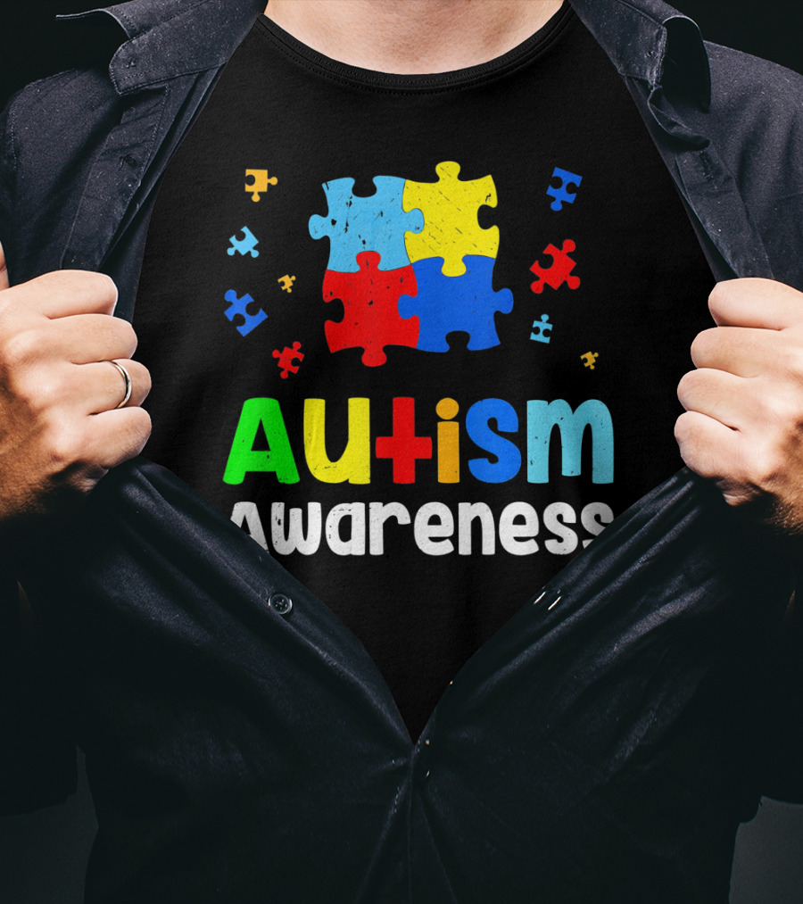Autism Awareness Puzzle Pieces Heart Aut T-Shirt