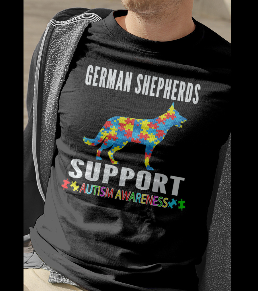 German Shepherds Support Autism Awareness Puzzle T-Shirt