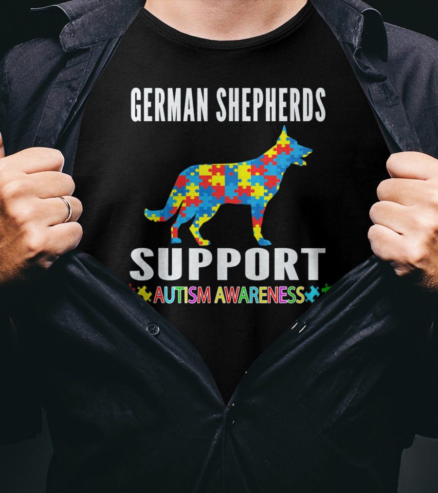 German Shepherds Support Autism Awareness Puzzle T-Shirt