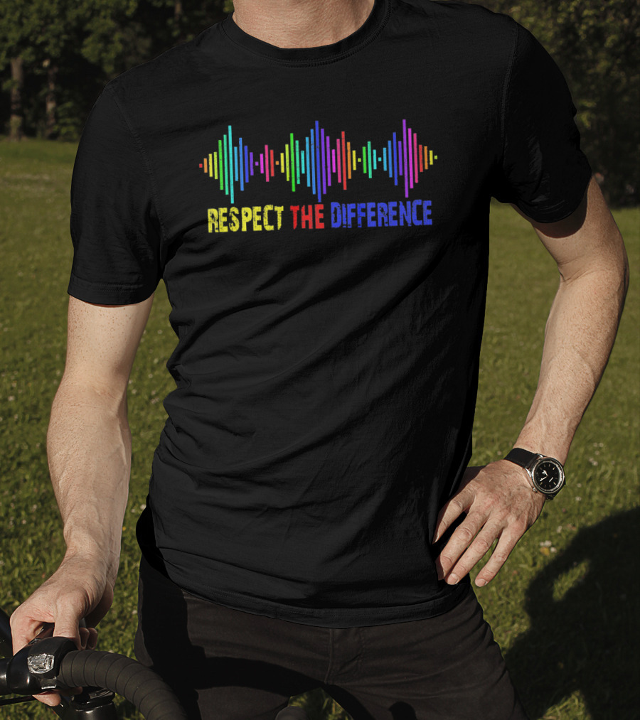 Respect The Difference Autism Awareness Colorful Soundwave T-Shirt