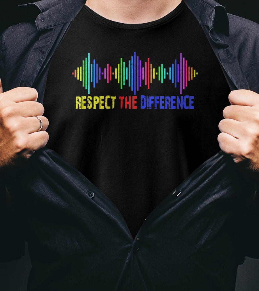 Respect The Difference Autism Awareness Colorful Soundwave T-Shirt