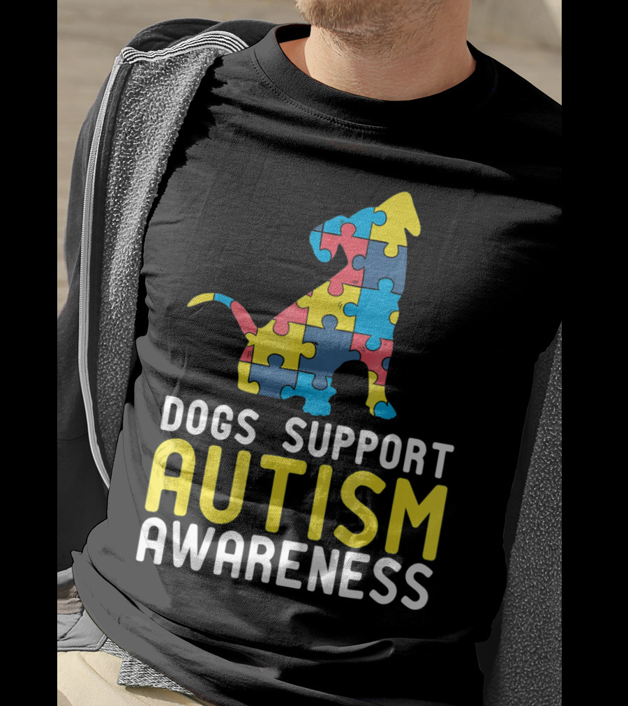 Dogs Support Autism Awareness Novelty Autism Dog Lover Awareness T-Shirt