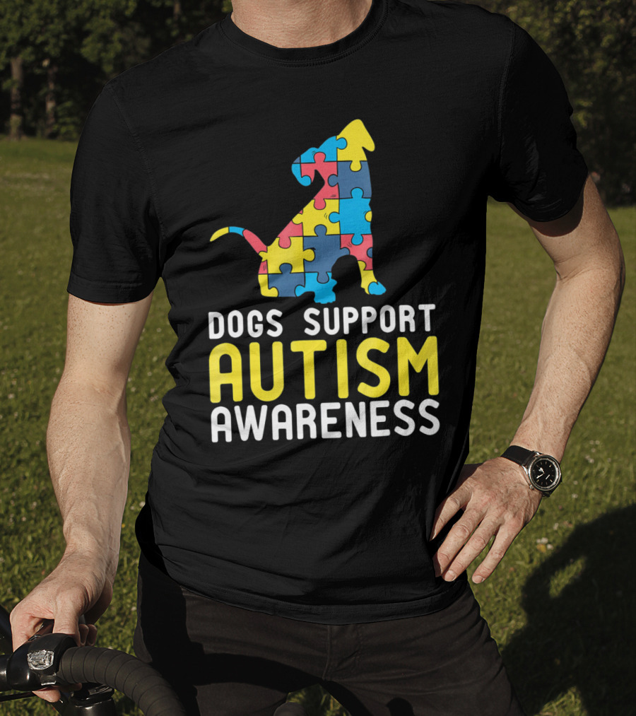 Dogs Support Autism Awareness Novelty Autism Dog Lover Awareness T-Shirt