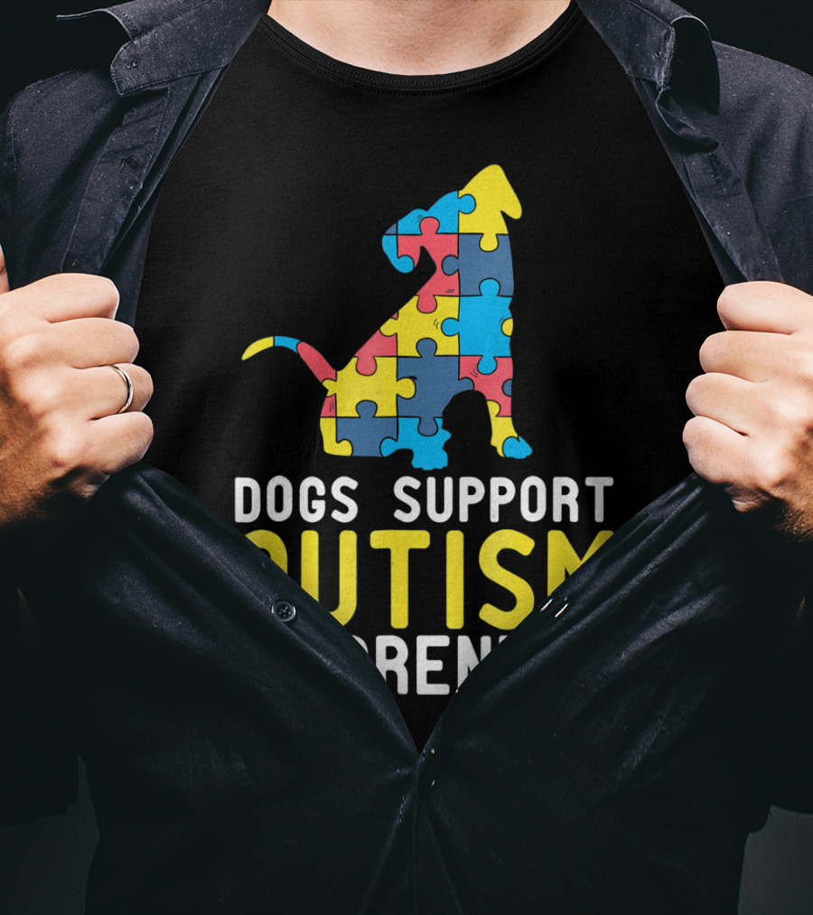 Dogs Support Autism Awareness Novelty Autism Dog Lover Awareness T-Shirt