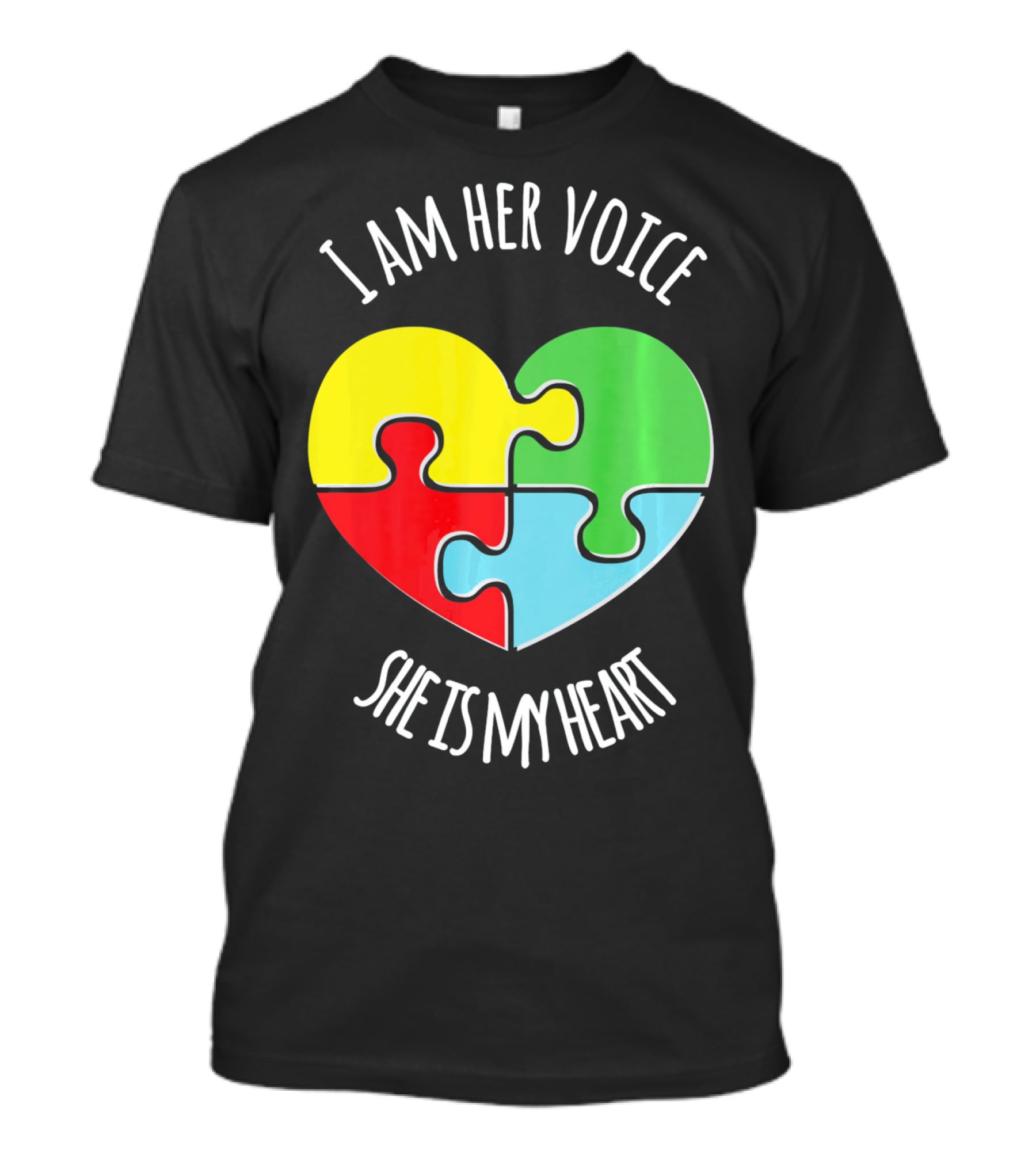 I Am Her Voice Autism Awareness She Is My Heart Puzzle Piece T-Shirt