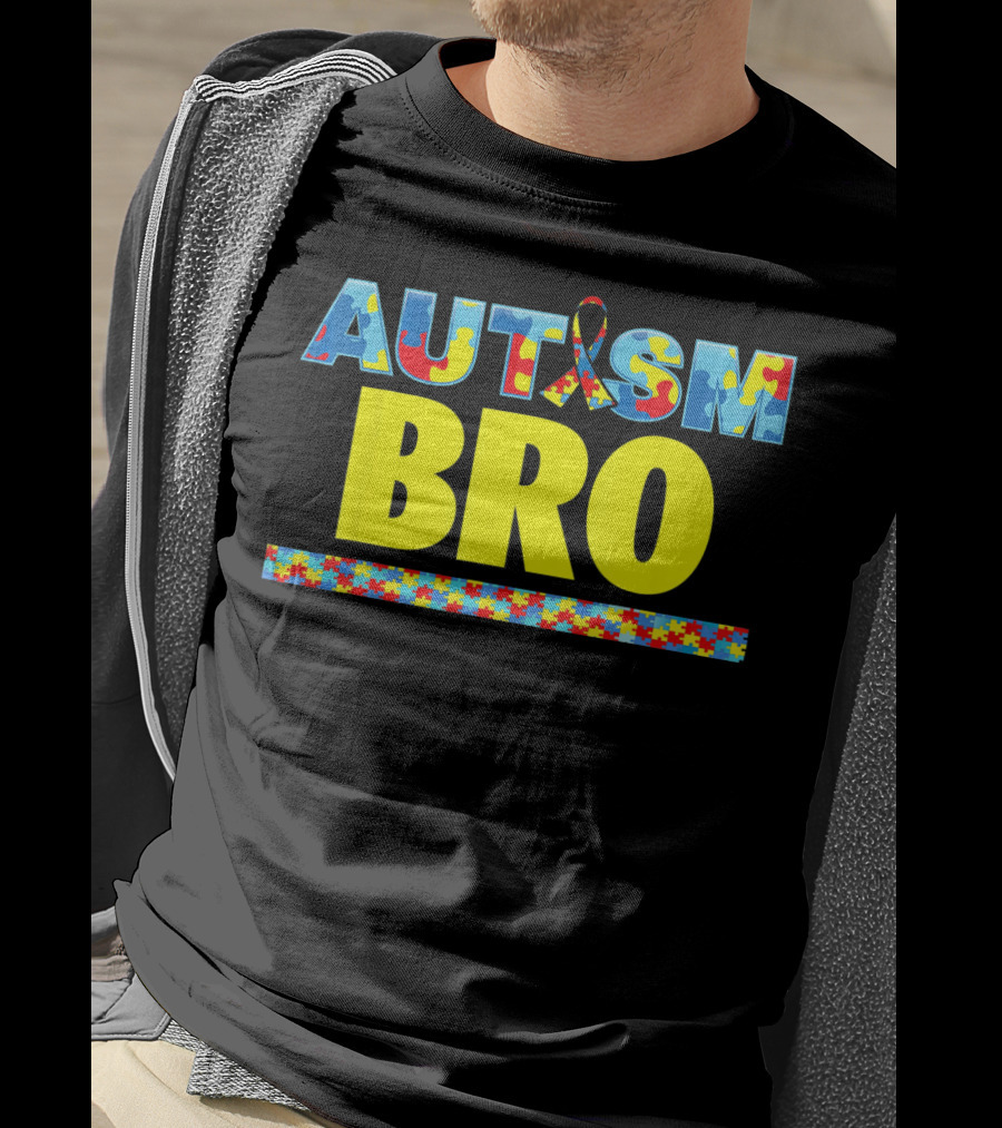 Autism Puzzle Ribbon Bro Brother Awareness Support T-Shirt