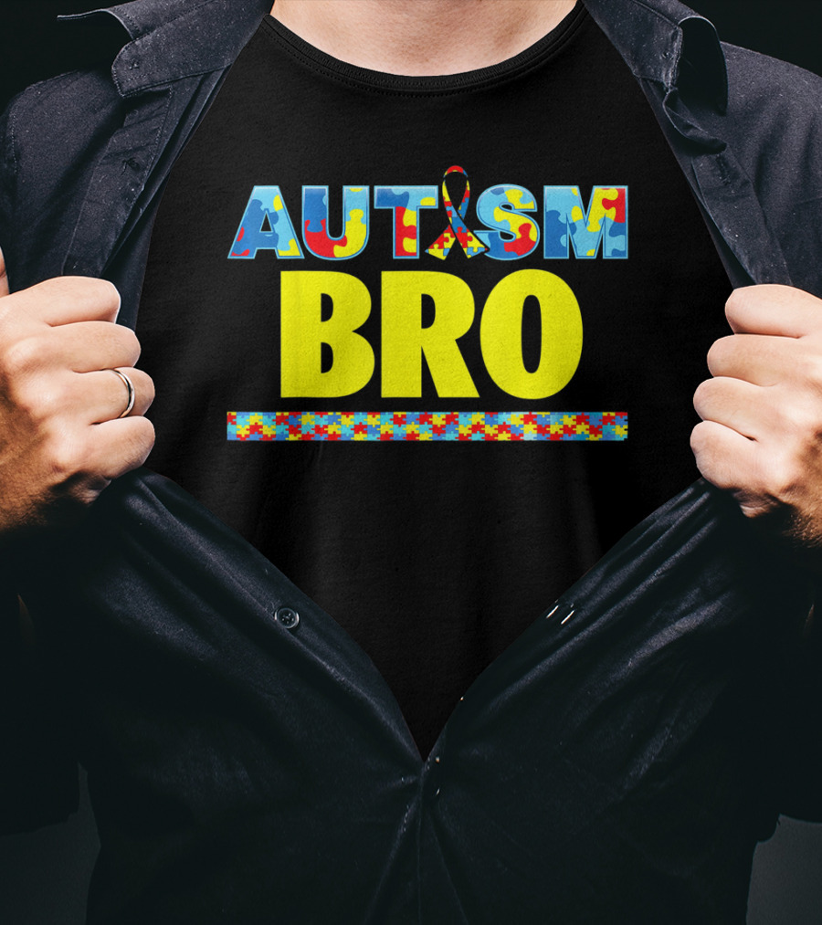 Autism Puzzle Ribbon Bro Brother Awareness Support T-Shirt