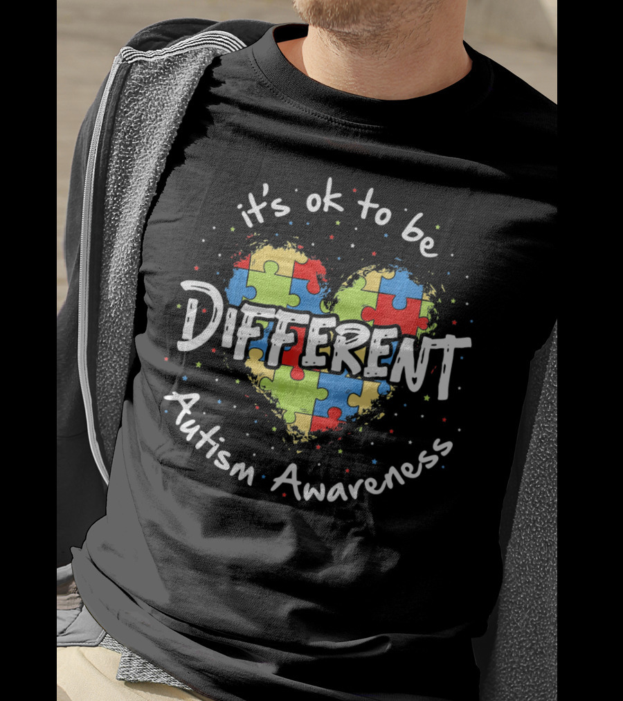 It's Ok To Be Different Autism Awareness Puzzle Heart T-Shirt