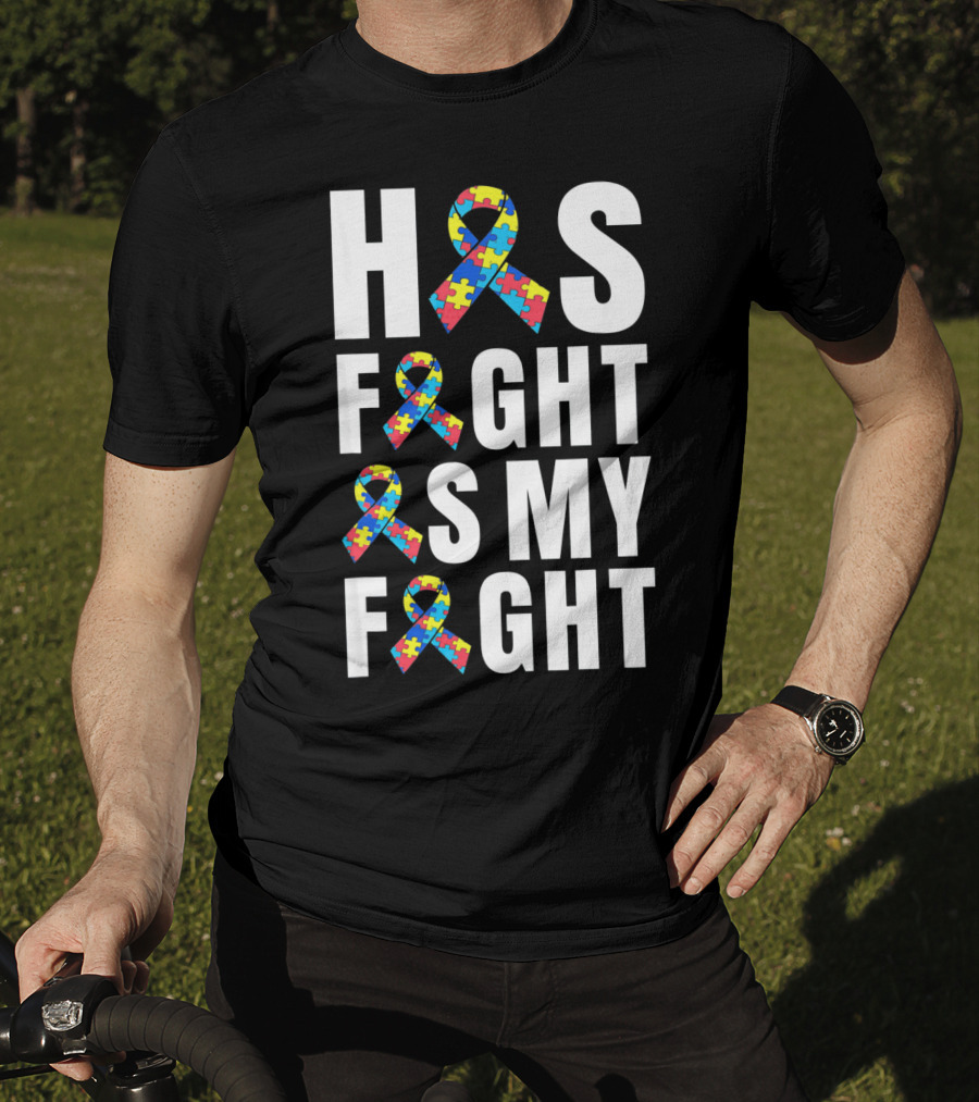His Fight Is My Fight Autism Awareness Puzzle T-Shirt