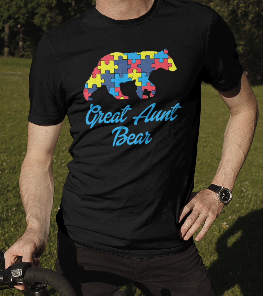 Great Aunt Bear Autism Awareness Puzzle T-Shirt