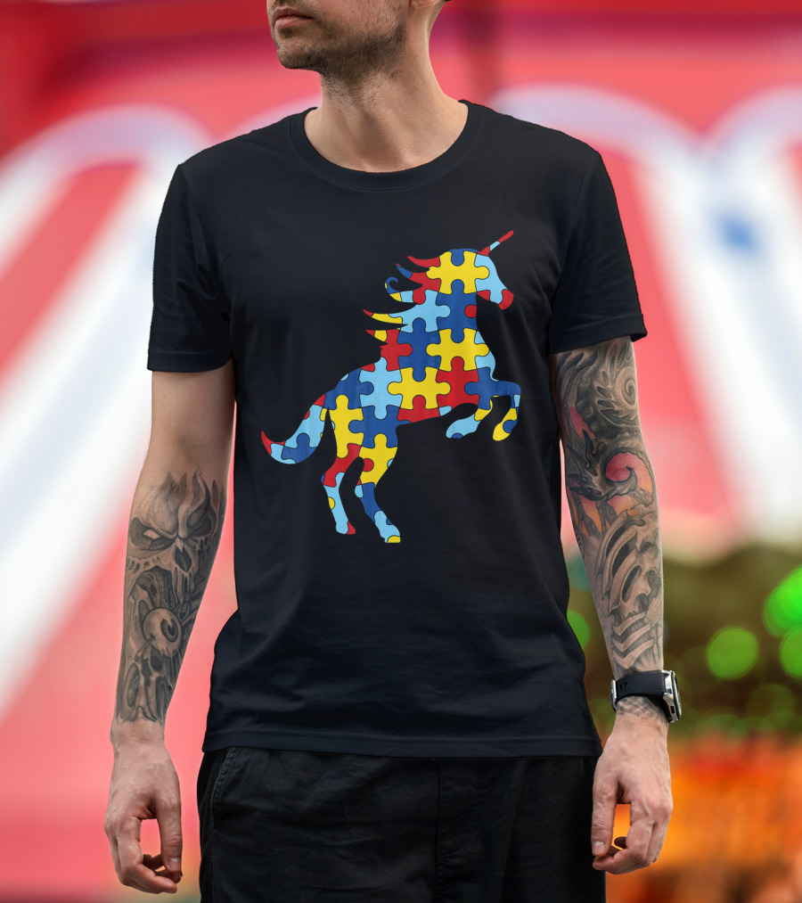 Autism Awareness Day Unicorn Puzzle T-Shirt
