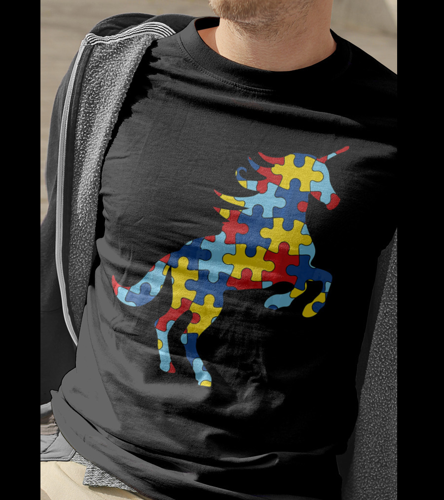 Autism Awareness Day Unicorn Puzzle T-Shirt