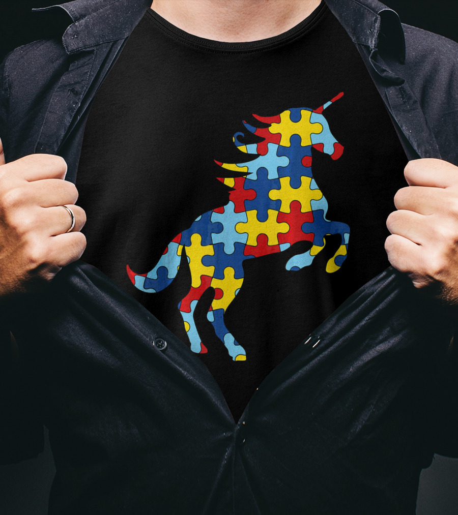 Autism Awareness Day Unicorn Puzzle T-Shirt
