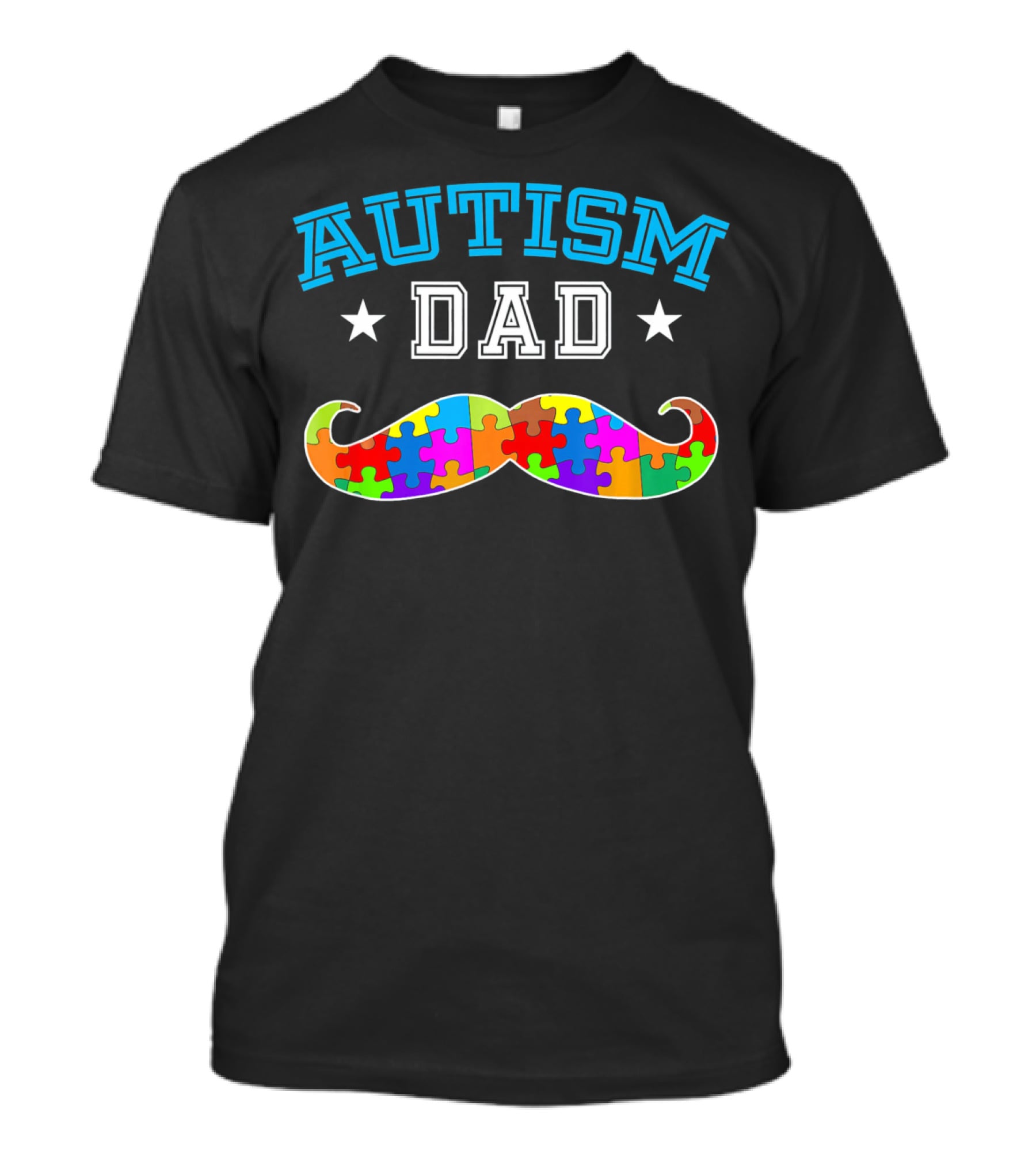 Autism Dad Puzzle Mustache Autism Awareness Dad T-Shirt