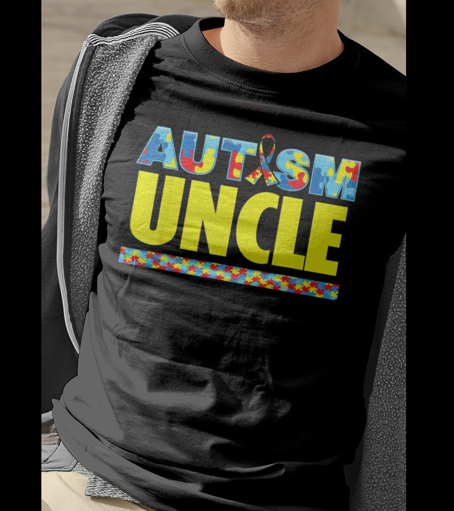 Autism Uncle Puzzle Ribbon Awareness Support T-Shirt