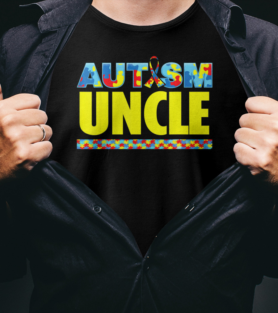 Autism Uncle Puzzle Ribbon Awareness Support T-Shirt