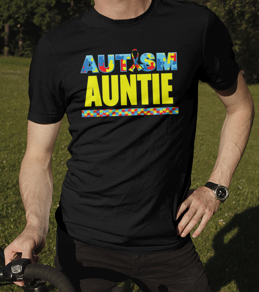 Autism Auntie Puzzle Ribbon Awareness Support T-Shirt