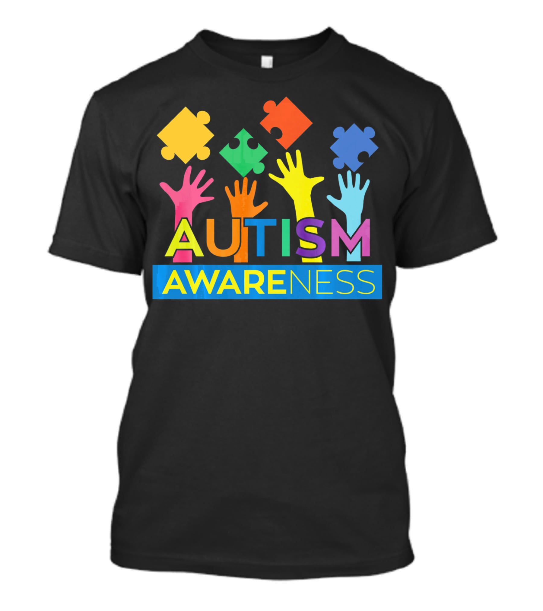 Autism Awareness Colorful Puzzle Hands T-Shirt