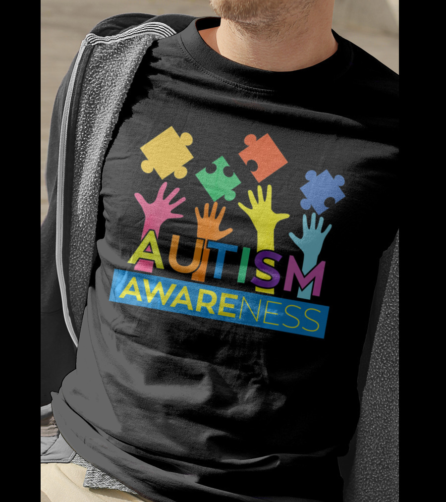 Autism Awareness Colorful Puzzle Hands T-Shirt
