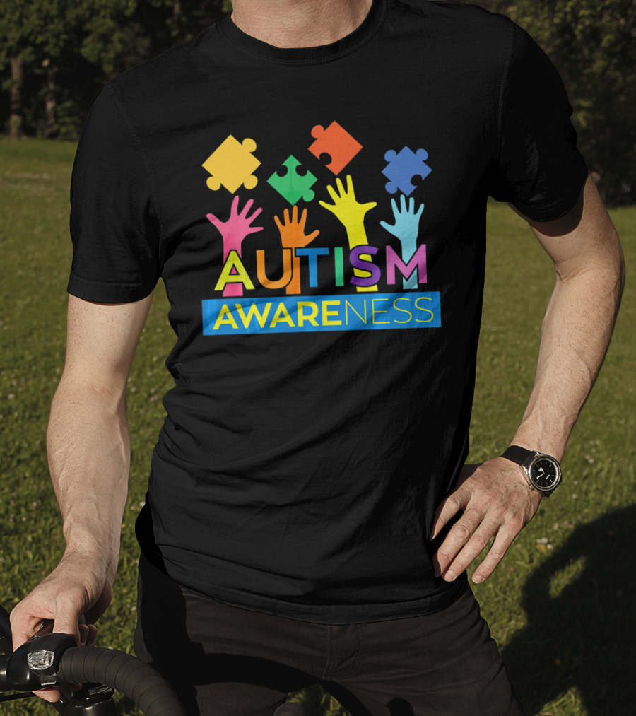 Autism Awareness Colorful Puzzle Hands T-Shirt