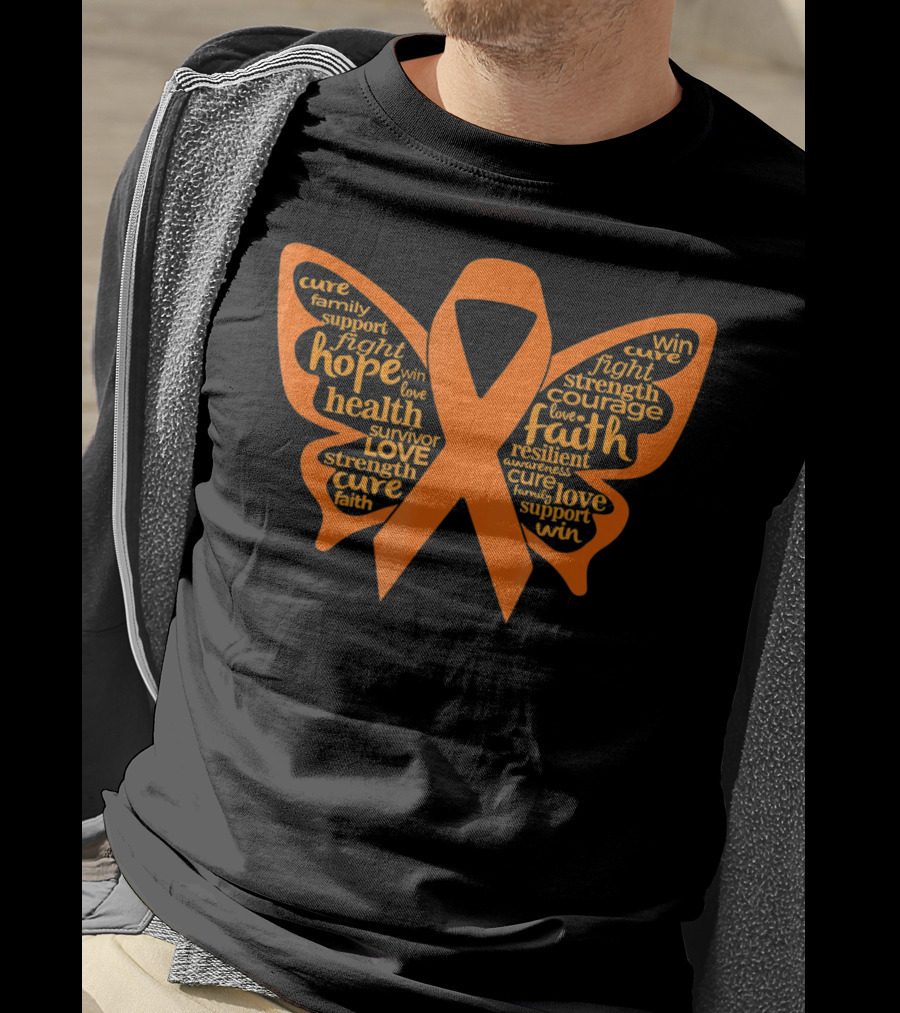 Leukemia Awareness Hope Faith Strength Butterfly T-Shirt
