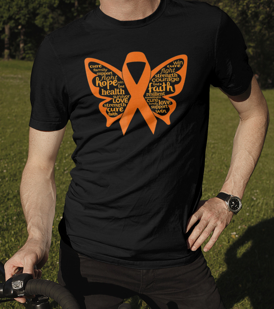 Leukemia Awareness Hope Faith Strength Butterfly T-Shirt