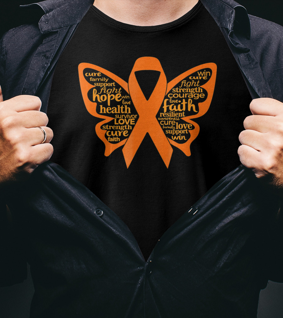 Leukemia Awareness Hope Faith Strength Butterfly T-Shirt