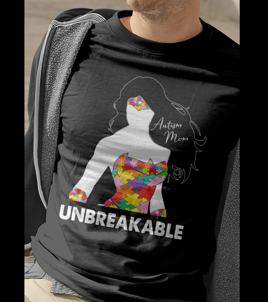 Autism Mom Unbreakable Puzzle Piece Empowerment T-Shirt