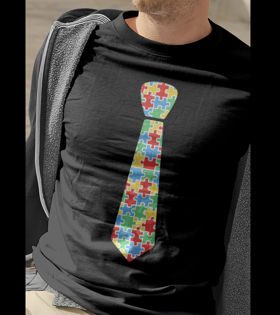 Autism Awareness Puzzle Piece Necktie T-Shirt