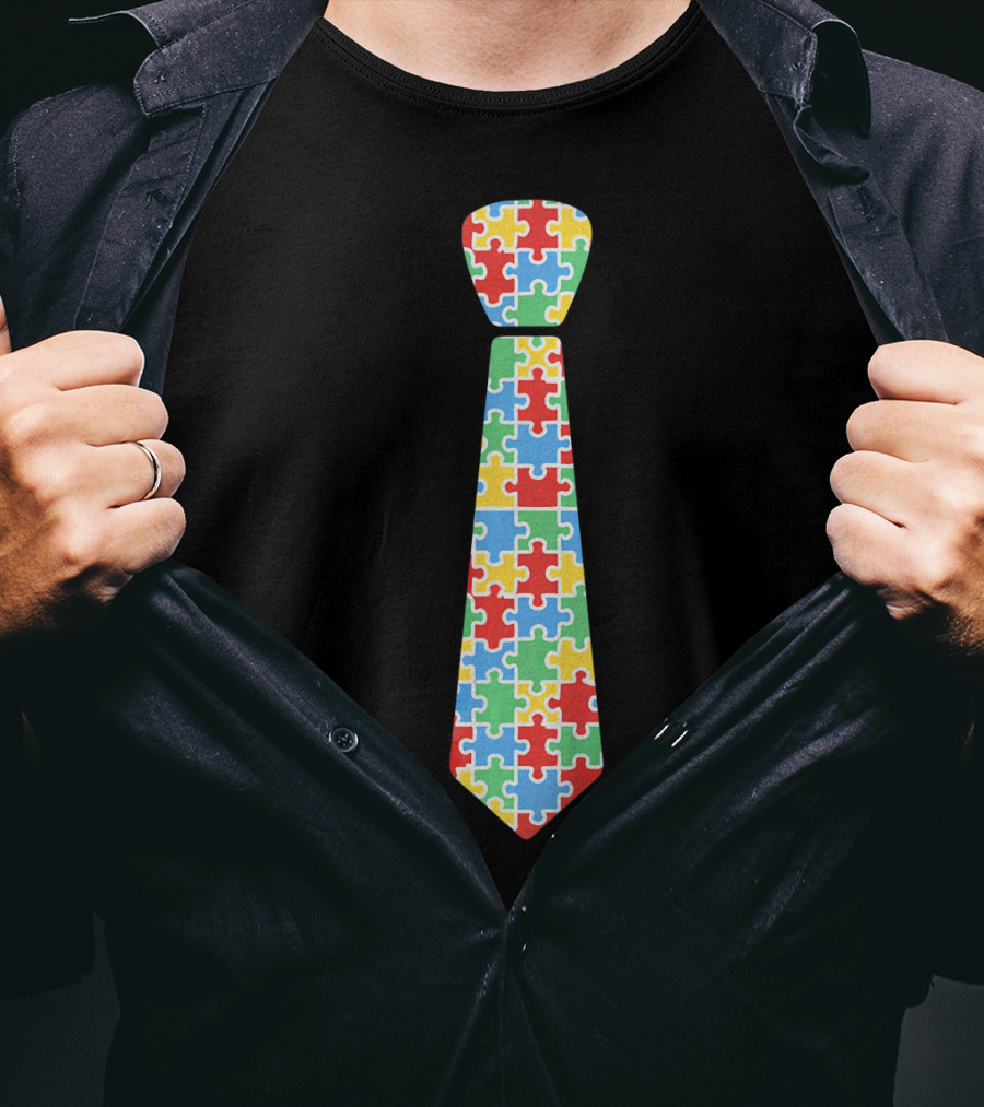 Autism Awareness Puzzle Piece Necktie T-Shirt