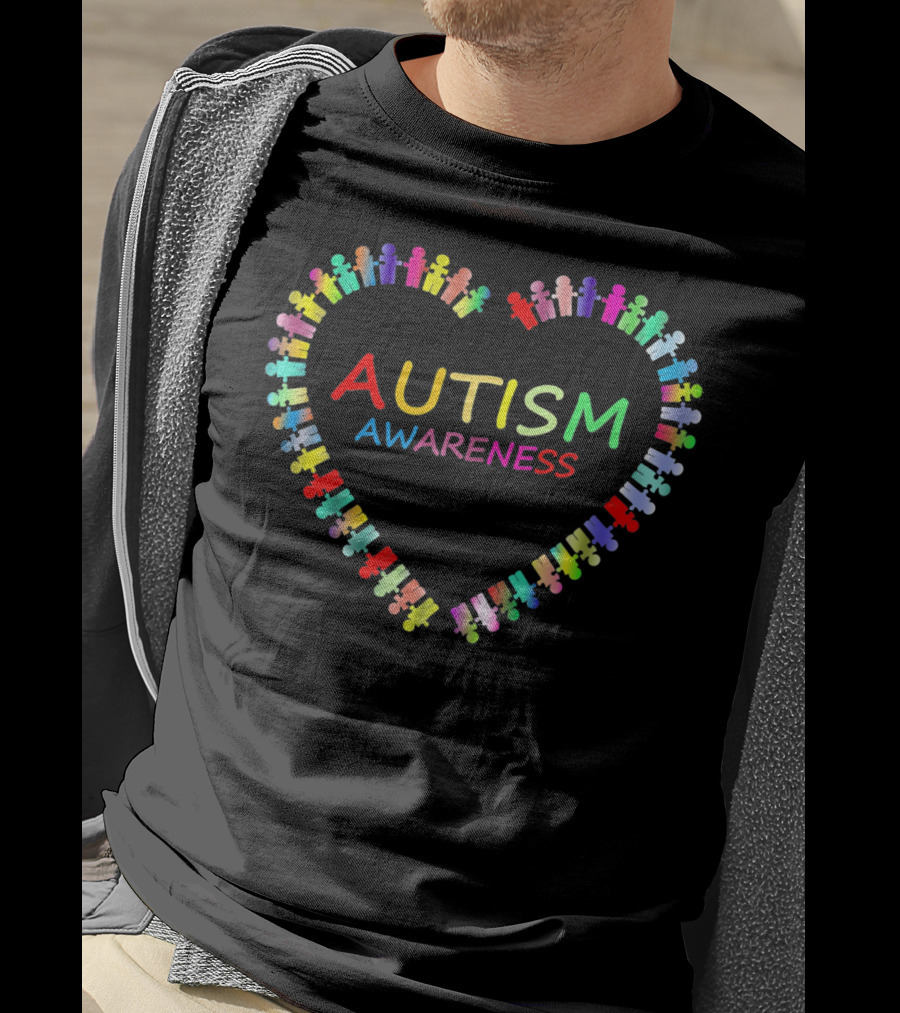 Autism Awareness Multicolor Heart Puzzle Piece T-Shirt