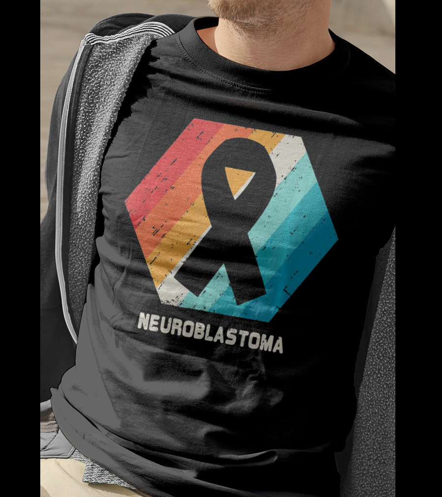 Neuroblastoma Awareness Ribbon Retro Hexagon T-Shirt