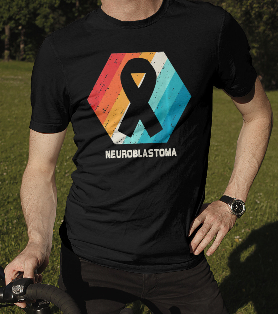 Neuroblastoma Awareness Ribbon Retro Hexagon T-Shirt
