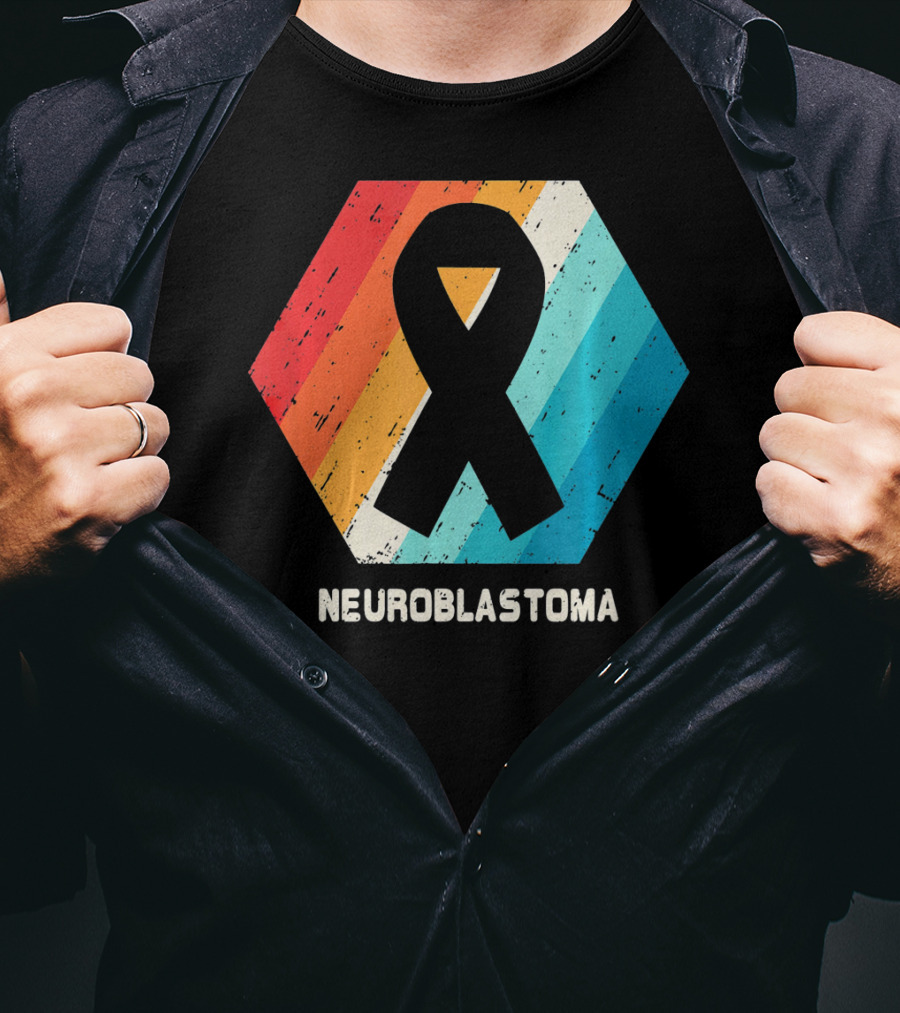 Neuroblastoma Awareness Ribbon Retro Hexagon T-Shirt