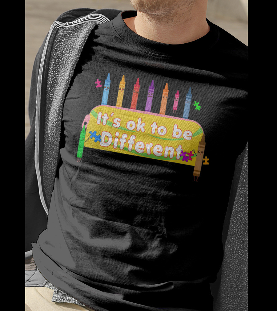 It's Ok To Be Different Crayons Back To School Autism Awareness T-Shirt